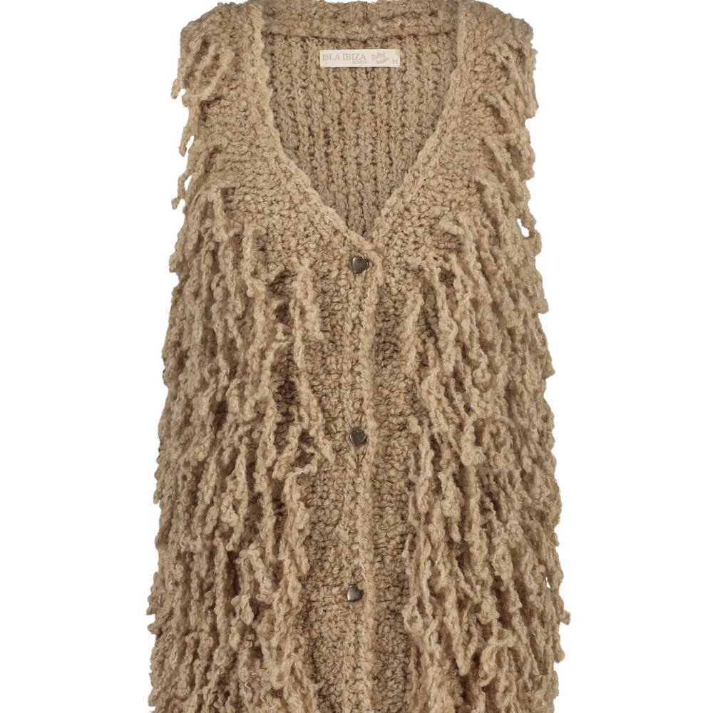 ISLA IBIZA BONITA LONG FRINGED GILET WAISTCOAT - BNWT - XXL - CAMEL